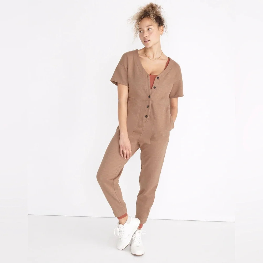Madewell MWL Brown Short Sleeve Coverall Jumpsuit Size XS NWT